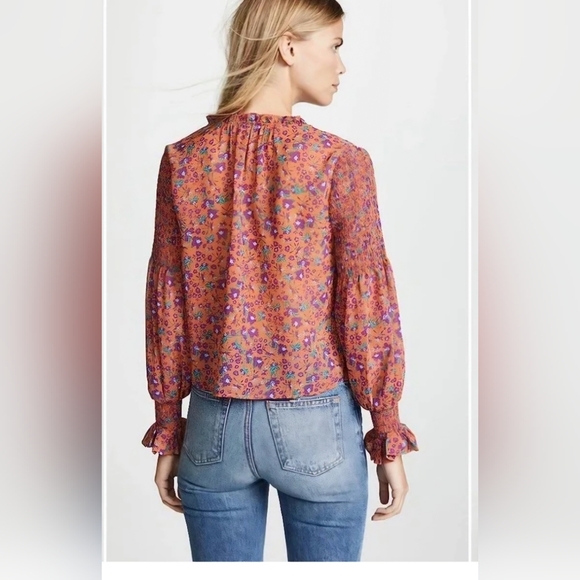 Rebecca Minkoff Penelope Boho Casual Floral Long Sleeve Top Size XS - Picture 4 of 4
